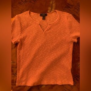 Cropped pink, baby doll textured shirt